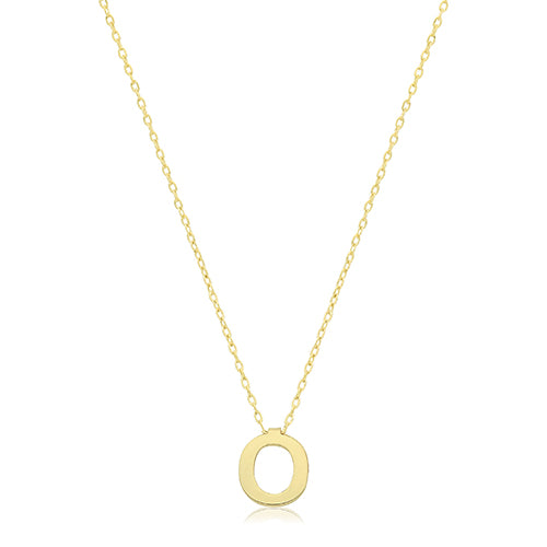 9ct gold initial necklace O