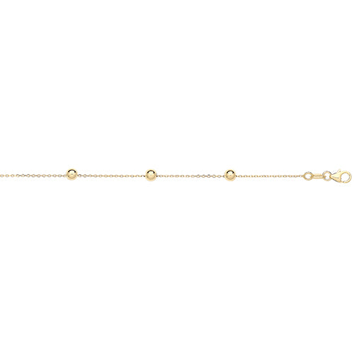 9ct Yellow Gold 7.25" Beaded Braclet - NK438B