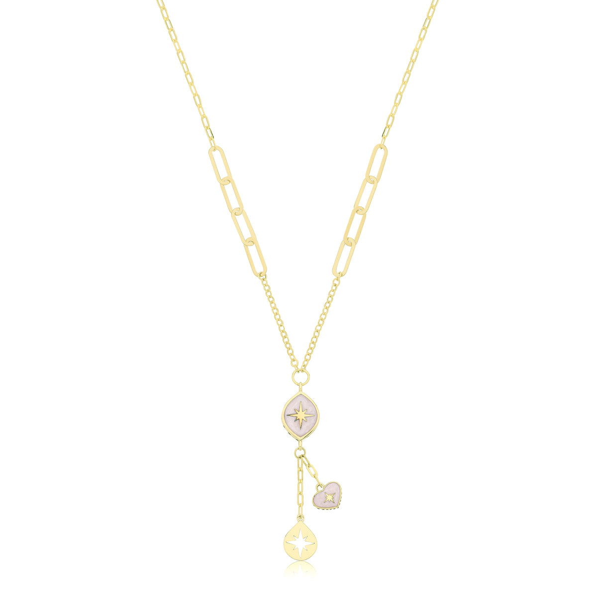 9ct Yellow Gold White Enamel North Star Necklet - NK498