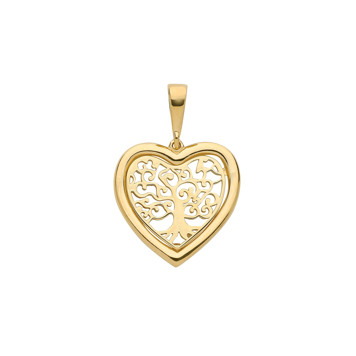 9ct Gold Tree Of Life Heart Pendant - PN1080