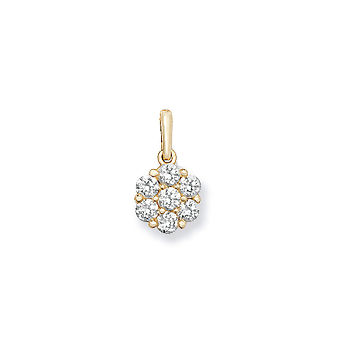 9ct Gold Round CZ Claw Set Pendant - PN1249