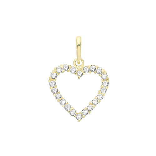 9ct Gold Heart Pendant with CZ Stones - PN1253