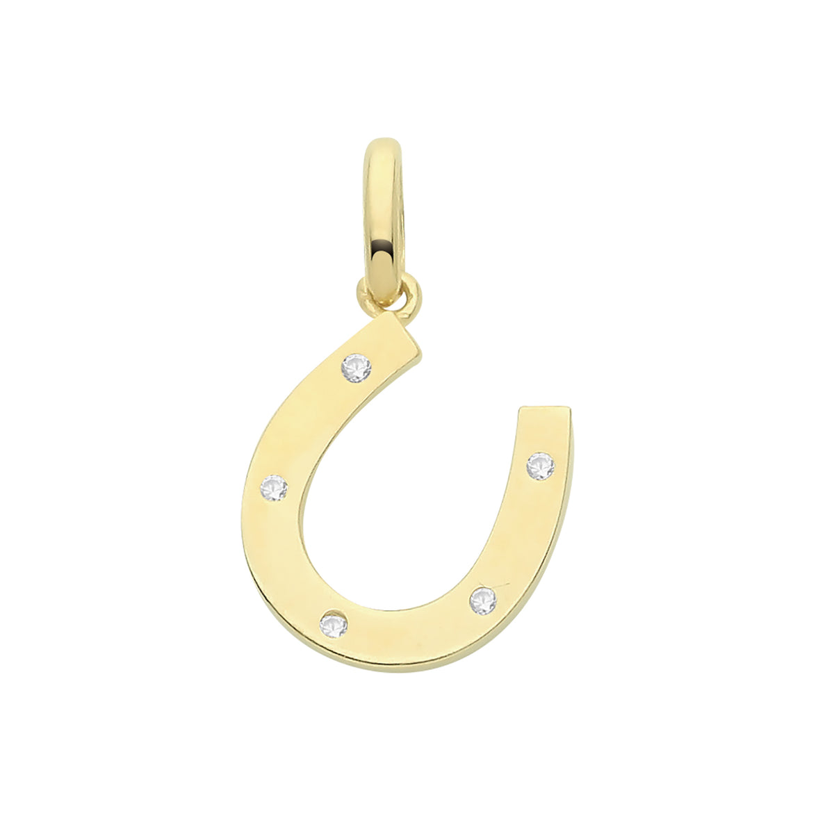 9ct Gold 5 CZ Set Horseshoe Pendant - PN1256