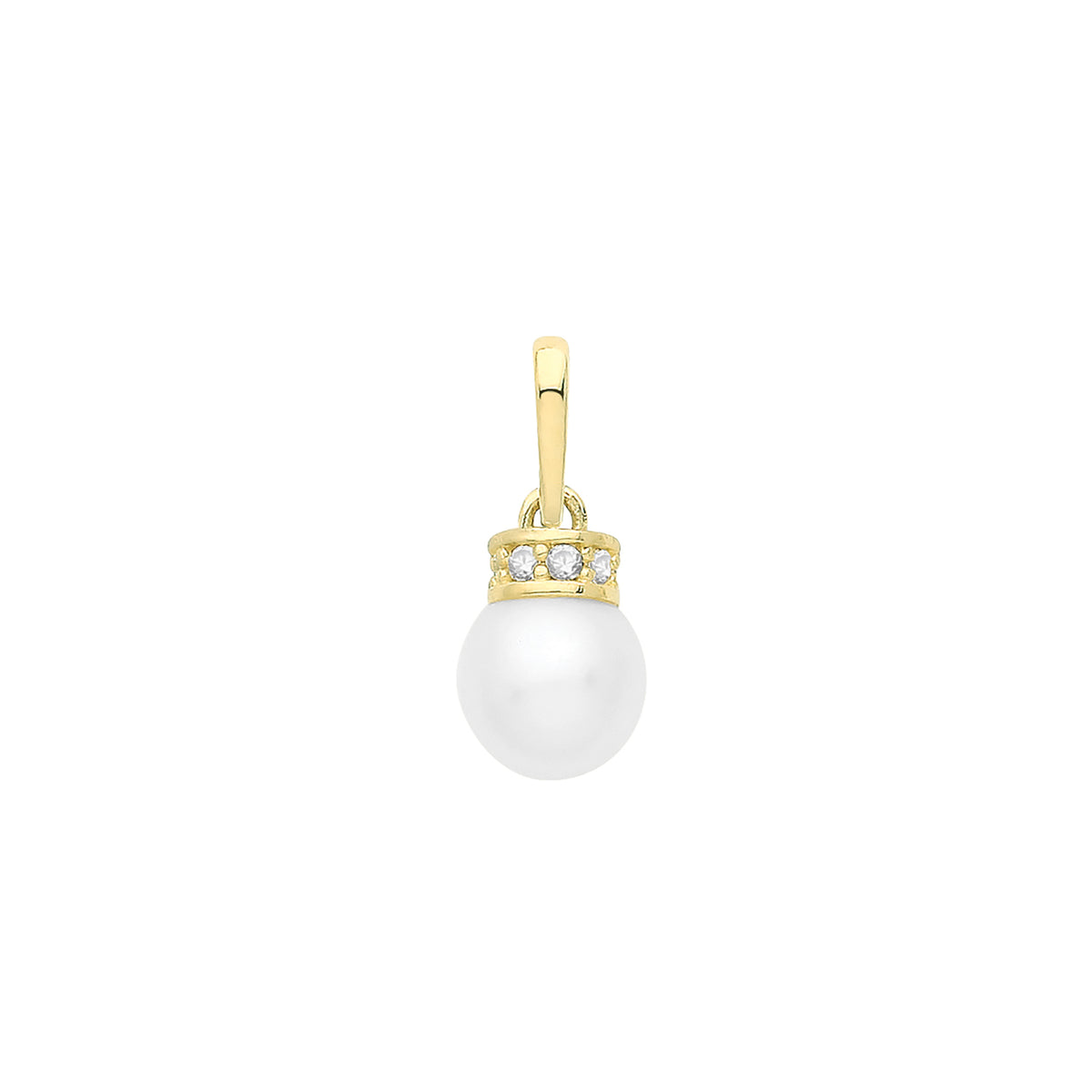 9ct Gold Pearl And CZ Set Pendant - PN1278