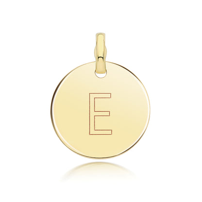 9ct Gold Round Plain Initial Pendant - PN1280