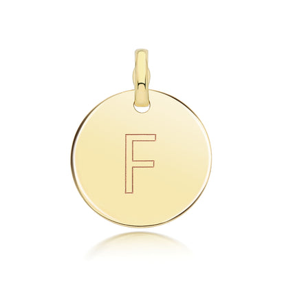 9ct Gold Round Plain Initial Pendant - PN1280