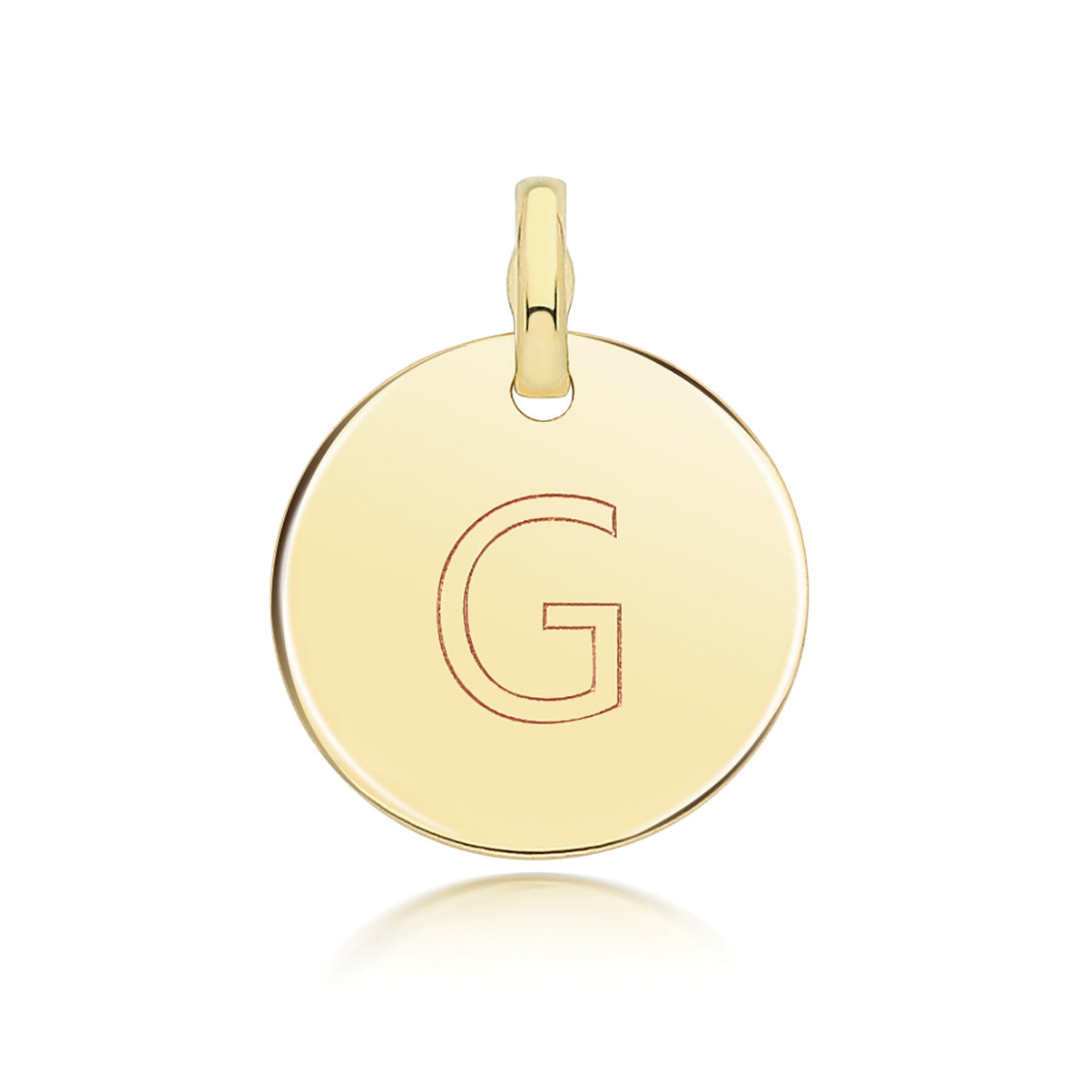 9ct Gold Round Plain Initial Pendant - PN1280