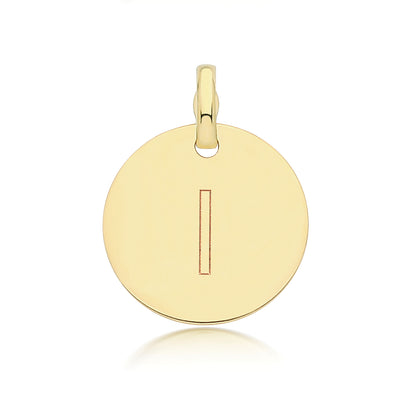 9ct Gold Round Plain Initial Pendant - PN1280