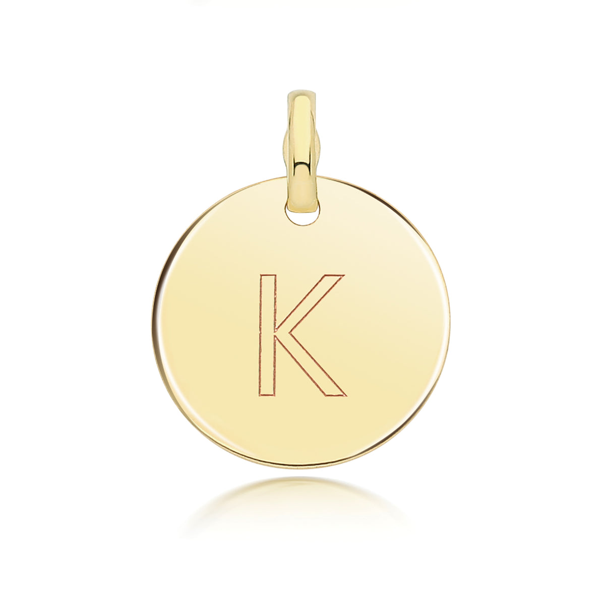 9ct Gold Round Plain Initial Pendant - PN1280