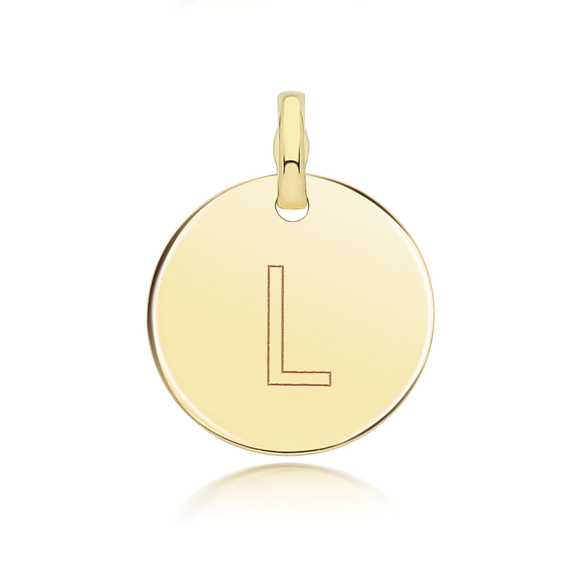 9ct Gold Round Plain Initial Pendant - PN1280
