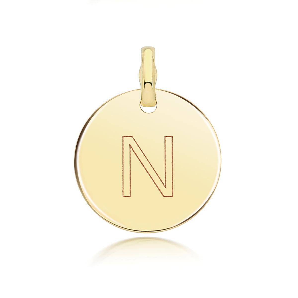 9ct Gold Round Plain Initial Pendant - PN1280
