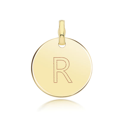 9ct Gold Round Plain Initial Pendant - PN1280
