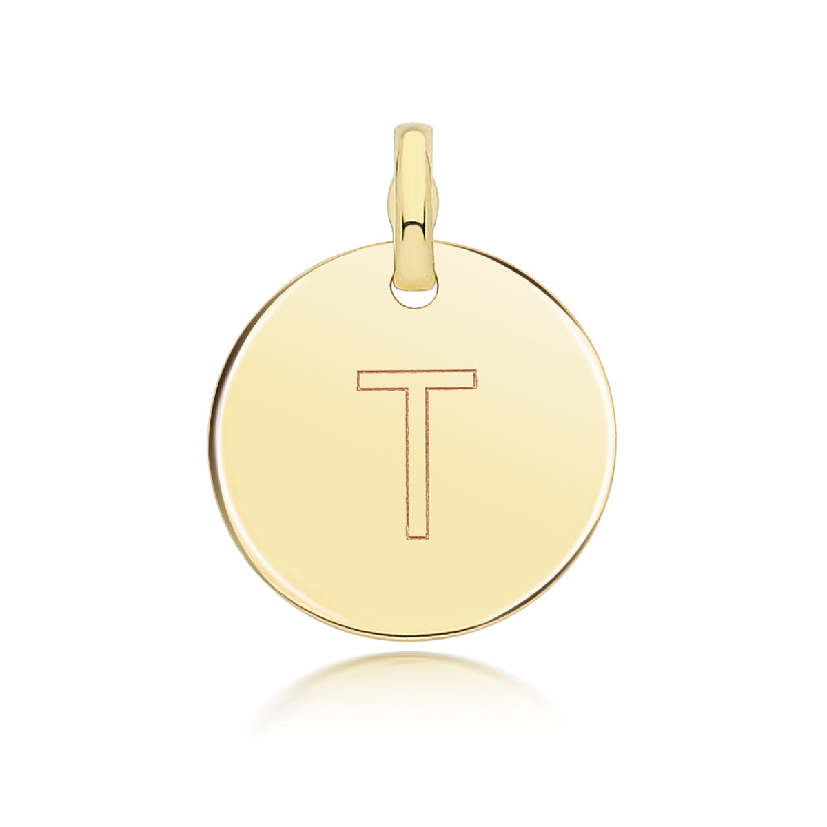 9ct Gold Round Plain Initial Pendant - PN1280
