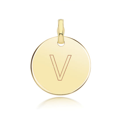9ct Gold Round Plain Initial Pendant - PN1280