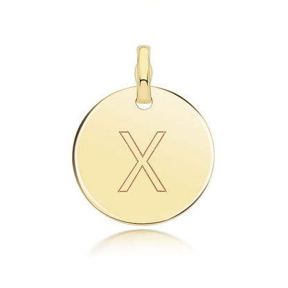 9ct Gold Round Plain Initial Pendant - PN1280