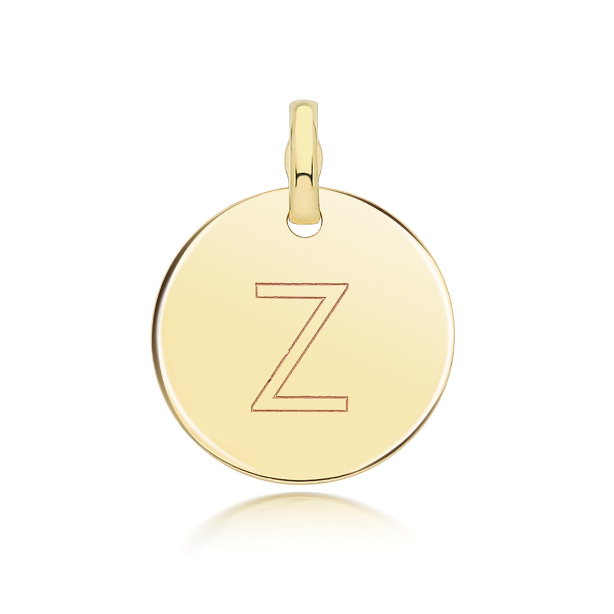 9ct Gold Round Plain Initial Pendant - PN1280