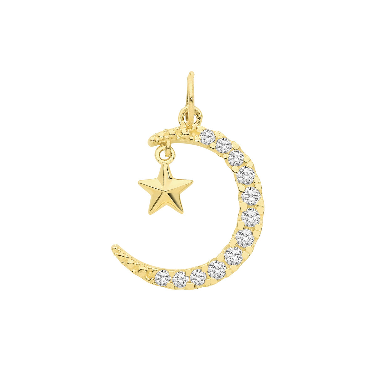 9ct Gold Moon And Star Pendant - PN1284
