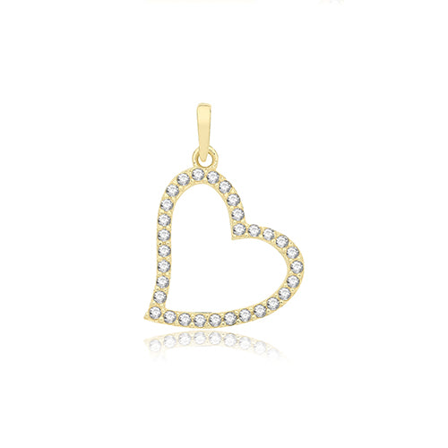 9ct Gold Heart Pendant with CZ Stones - PN1311