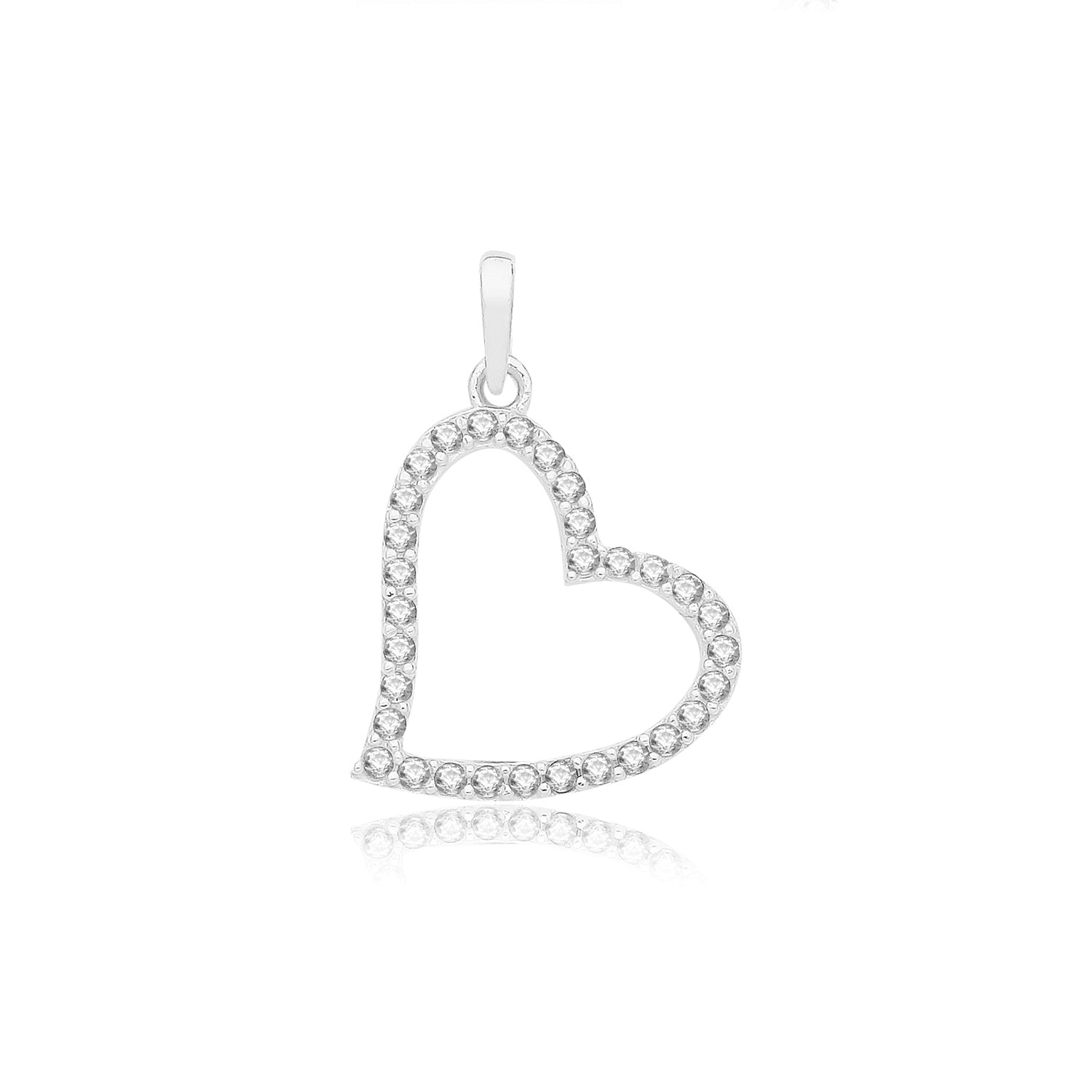 9ct White Gold Heart Pendant with CZ Stones - PN1311W