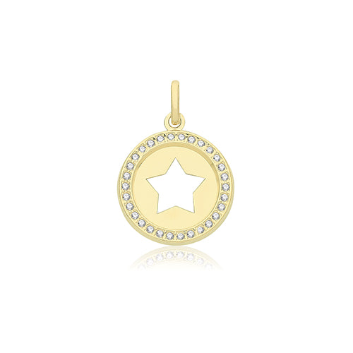 9ct Gold CZ Star Round Pendant - PN1341