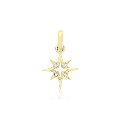 9ct Gold CZ Starburst Pendant - PN1348