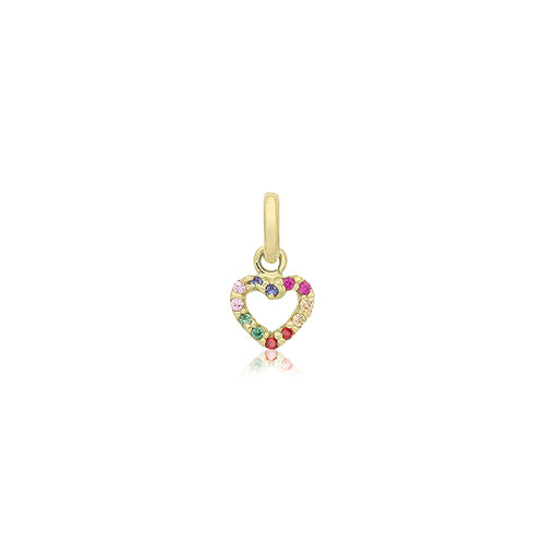 9ct Gold Multicoloured CZ Heart Pendant - PN1351