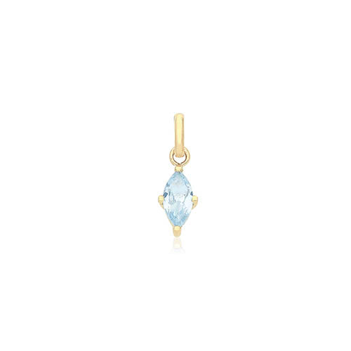 9ct Gold Marquise Shaped Sapphire Blue CZ Pendant - PN1354S