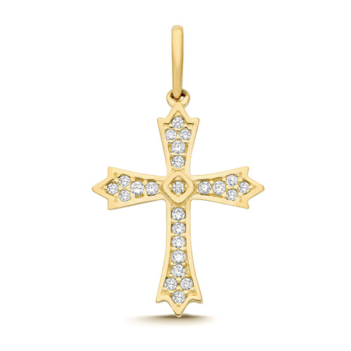 9ct Yellow Gold CZ Cross - PN1364