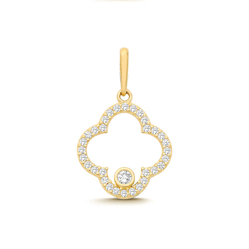 9ct Yellow Gold CZ Clover Leaf Charm - PN1367