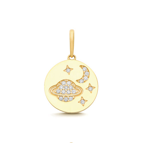9ct Yellow Gold Saturn Moon & Star Charm - PN1370