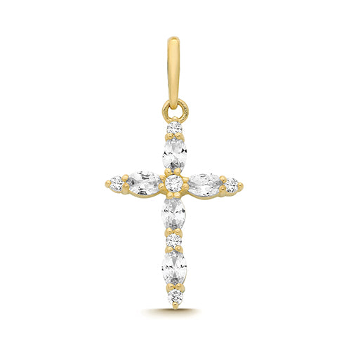 9ct Yellow Gold CZ Cross - PN1371