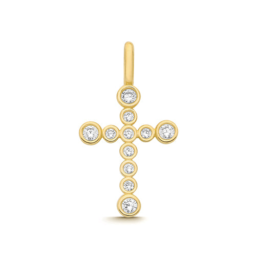 9ct Yellow Gold CZ Cross - PN1374