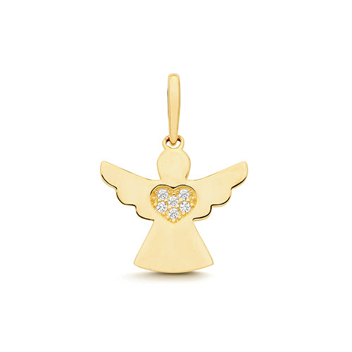 9ct Yellow Gold CZ Angel Charm - PN1375