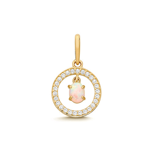 9ct Yellow Gold Opal & CZ Charm - PN1376