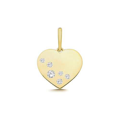 9ct Yellow Gold CZ Heart Charm - PN1379