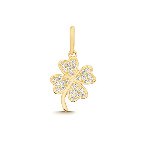 9ct Yellow Gold CZ Clover Leaf Charm - PN1382