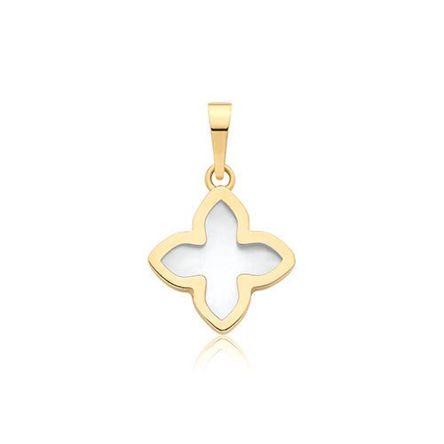 9ct Yellow Gold M-o-p Flower Pendant - PN1408
