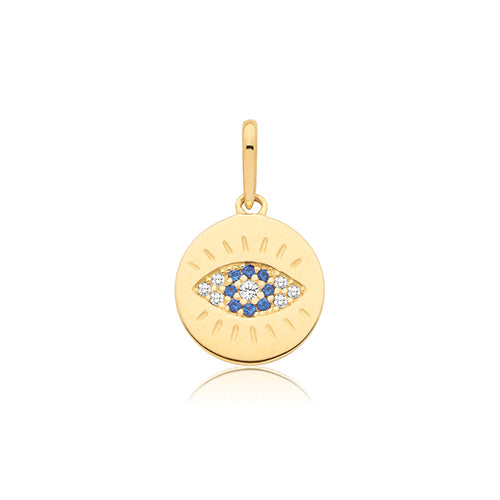 9ct Yellow Gold Sa-cz Evil Eye Pendant - PN1413