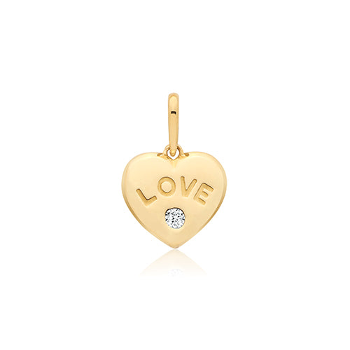 9ct Yellow Gold CZ Heart Pendant - PN1414