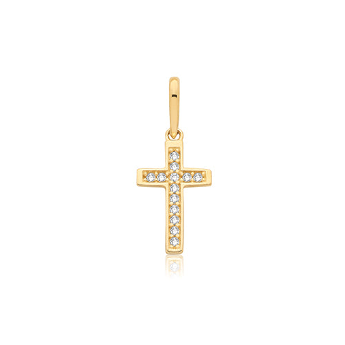 9ct Yellow Gold CZ Cross Pendant - PN1416