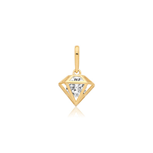9ct Yellow Gold Diamond Shape Pendant - PN1421