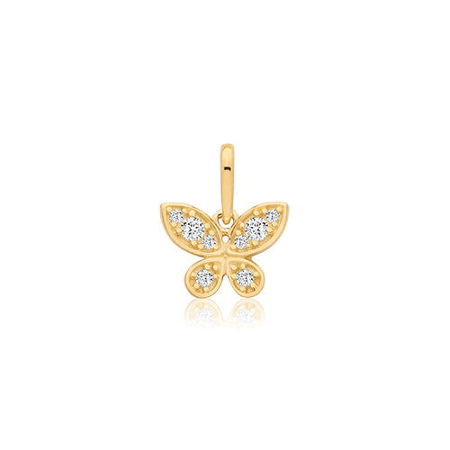9ct Yellow Gold CZ Butterfly Pendant - PN1423