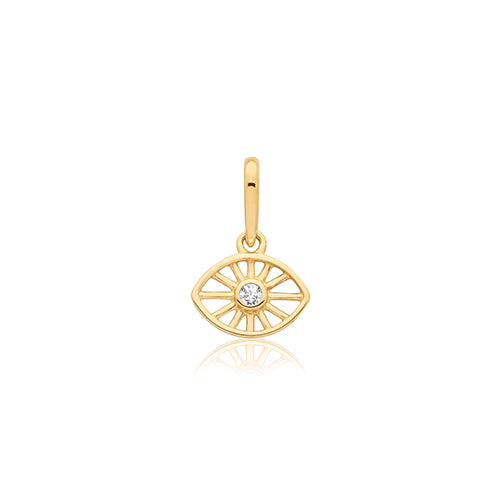 9ct Yellow Gold CZ Celestial Evil Eye Pendant - PN1424