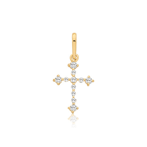 9ct Yellow Gold CZ Cross Pendant - PN1425