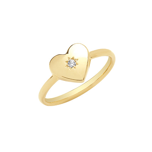 9ct Gold CZ Heart Ring - RN1659