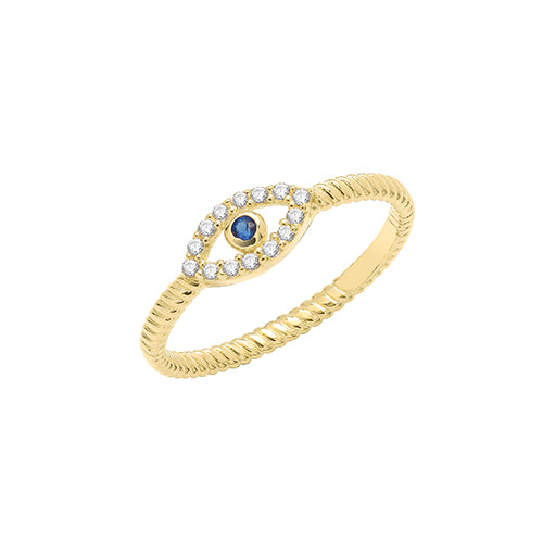 9ct Gold CZ Evil Eye Ring - RN1662