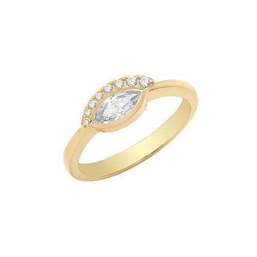 9ct Gold CZ Evil Eye Ring - RN1671
