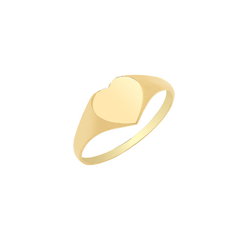 9ct Gold Maidens' Plain Heart Signet Ring - RN928