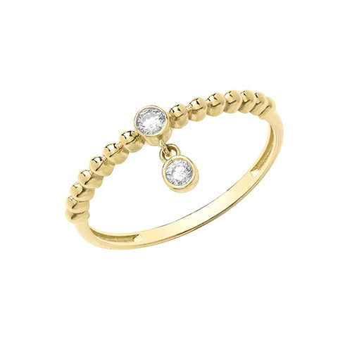 9ct Gold Bobble Ring With Charm - RN960