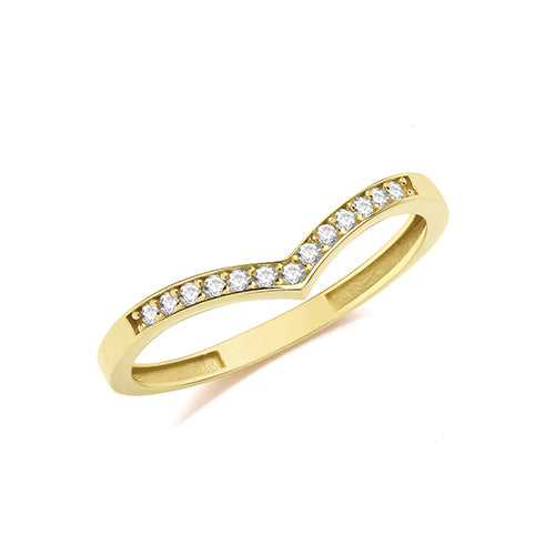 9ct Gold CZ Wishbone Ring - RN965